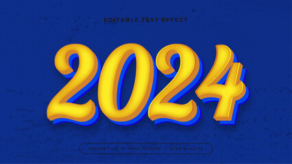 Blue and yellow 2024 3d editable text effect - font style