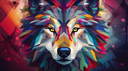 majestic wolf in captivating abstract geometric background - wildlife and artistic concept