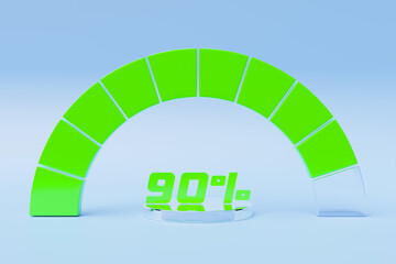 Energy meter, battery indicator and  charging progress with percentage 3D  template. Energy control measurement panel, car dashboard