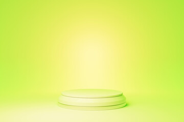 3d illustration  green   minimal scene  on the   monochrome background.  Product presentation, mockup, cosmetic product display, podium, pedestal