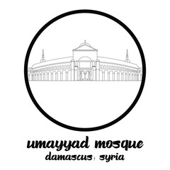 Circle icon line Umayyad Mosque. vector illustration
