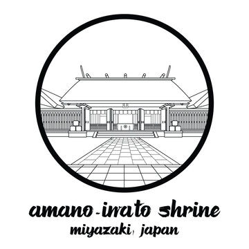 Circle icon line Amano-iwato Shrine. vector illustration
