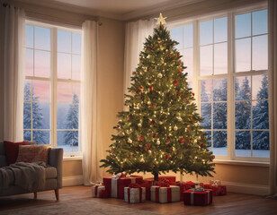 Christmas tree Modern Merry christmas and Happy New Year