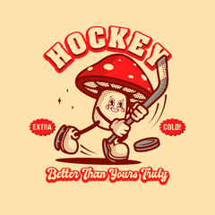 Mushroom Hockey Logo Vintage and Retro