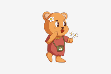 Cute Little Bear Character Design Illustration