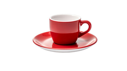 Red coffee cup isolated on transparent PNG background, Generative ai