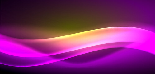 Dynamic waves in ethereal glow of neon lights. Concept merges fluidity of motion with vibrant allure of neon, crafting entrancing backdrop that embodies both vitality and futuristic sophistication