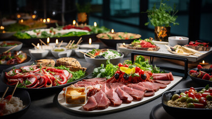 A table full of food, catering - obrazy, fototapety, plakaty