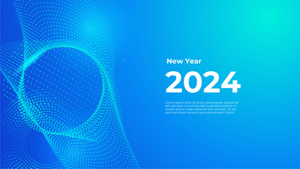 Blue vector abstract new year 2024 banners shapes element