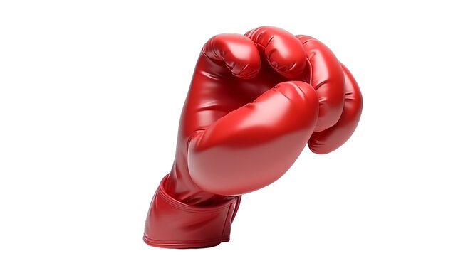 Red boxing glove isolated on transparent PNG background 3d render inenhance, Generative Ai