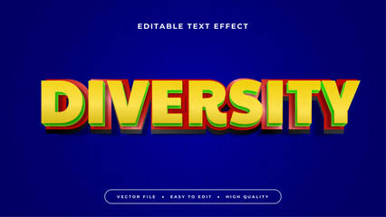 Blue yellow and red diversity 3d editable text effect - font style