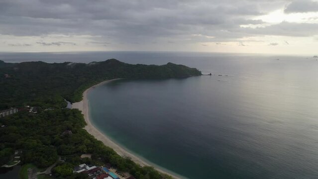 A 4K drone shot of Punta Sabana Point and the Mirador Conchal Peninsula next to Puerto Viejo and Playa Conchal, or &ldquo;Shell Beach&rdquo;, along the north-western coast of Costa Rica.