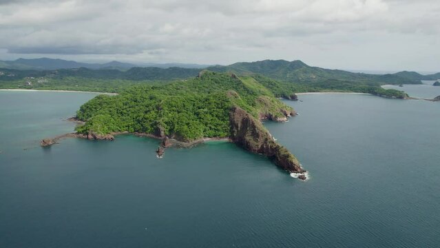 A 4K drone shot of Punta Sabana Point and the Mirador Conchal Peninsula next to Puerto Viejo and Playa Conchal, or &ldquo;Shell Beach&rdquo;, along the north-western coast of Costa Rica.