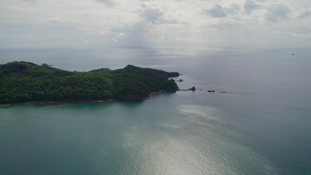 A 4K drone shot of Punta Sabana Point and the Mirador Conchal Peninsula next to Puerto Viejo and Playa Conchal, or &ldquo;Shell Beach&rdquo;, along the north-western coast of Costa Rica.