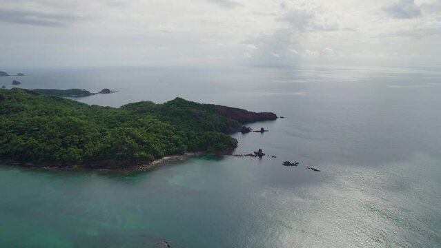 A 4K drone shot of Punta Sabana Point and the Mirador Conchal Peninsula next to Puerto Viejo and Playa Conchal, or &ldquo;Shell Beach&rdquo;, along the north-western coast of Costa Rica.