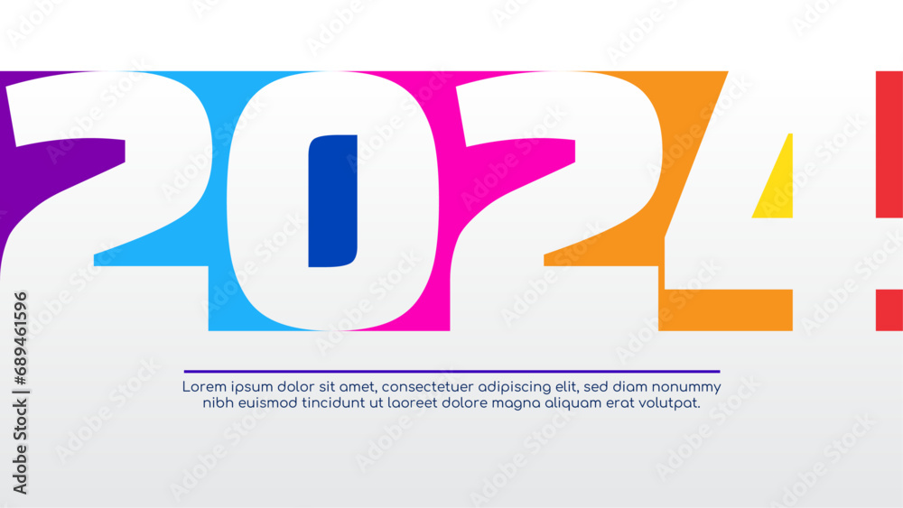 Poster colorful colourful vector simple and elegant 2024 new year banner. happy new year 2024 background