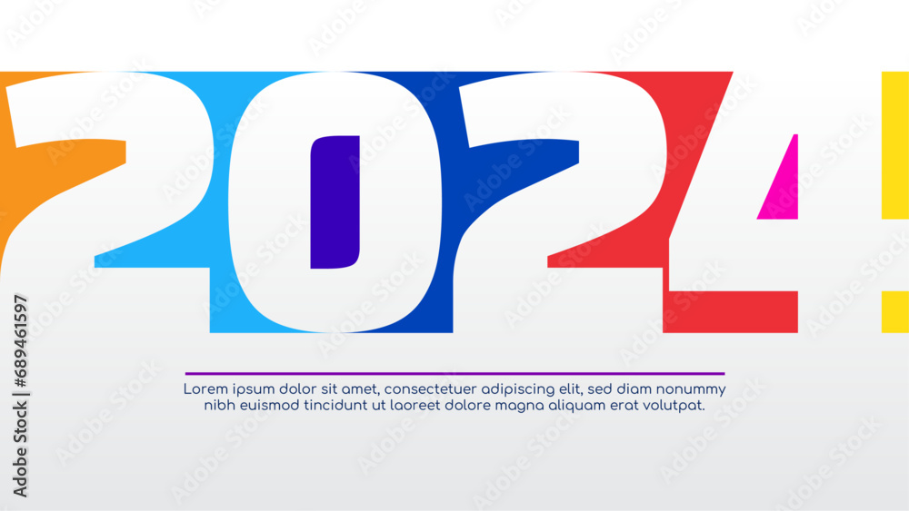 Poster colorful colourful vector modern 2024 new year banner with shapes. happy new year 2024 background