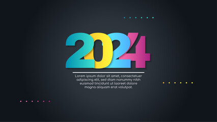 Colorful colourful vector trendy new year 2024 design banner. Happy new year 2024 background