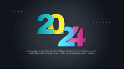 Colorful colourful vector abstract new year 2024 banners shapes element. Happy new year 2024 background