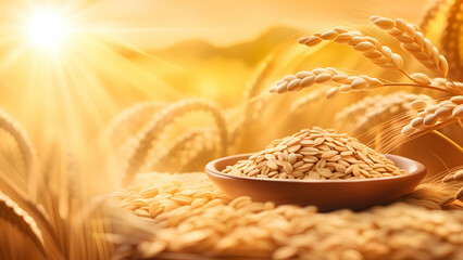 wheat in a basket on the table