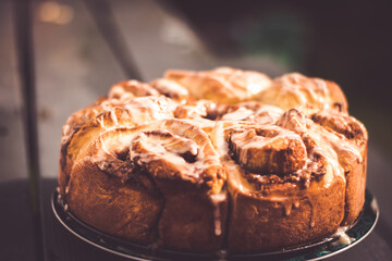 Freshly baked homemade cinnamon buns