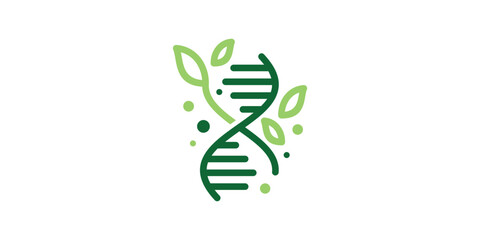 logo combination of illustrations of genetic shapes with leaves, icons, vectors, symbols. - obrazy, fototapety, plakaty