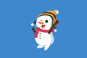 Cute Christmas Snowman Character Design Illustration