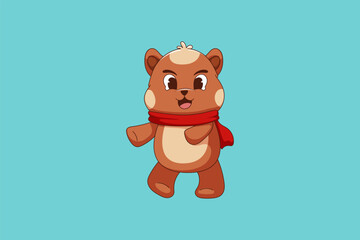 Cute Christmas Bear Character Design Illustration