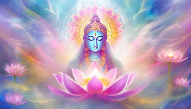 Hindu goddess with lotus, Devine, 