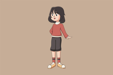 Cute Girl Character Design Illustration