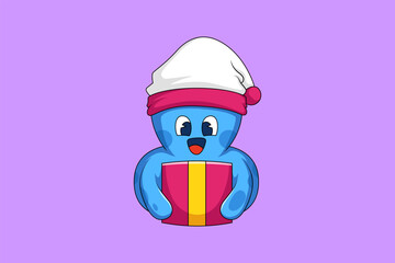 Cute Octopus Character Design Illustration