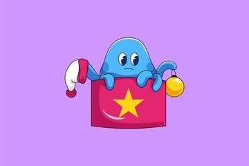 Cute Octopus Character Design Illustration