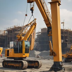 Using a crane to lift heavy materials at a construction site, emphasizing the use of specialized equipment in the industry
