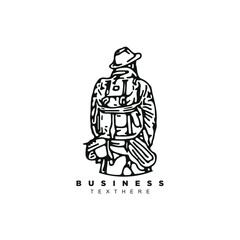 Vintage retro linear tourist traveler logo design vector graphic illustration