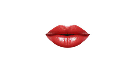 Female red lips on white PNG background, Generative Ai