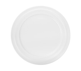 White plate isolated on white background. Top view