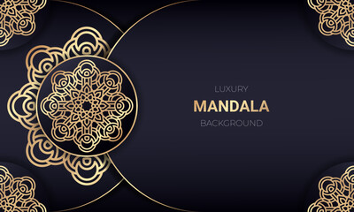 Luxury mandala background design with golden color. - Vector.