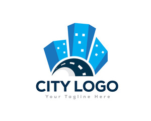 abstract block building city logo icon symbol design template illustration inspiration