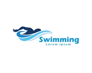 Fotobehang abstract swimming logo design template illustration inspiration © syafart