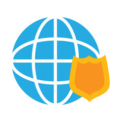 data security illustration with shield and internet icon