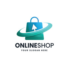 Bag shop gradient colorful logo vector icon illustration