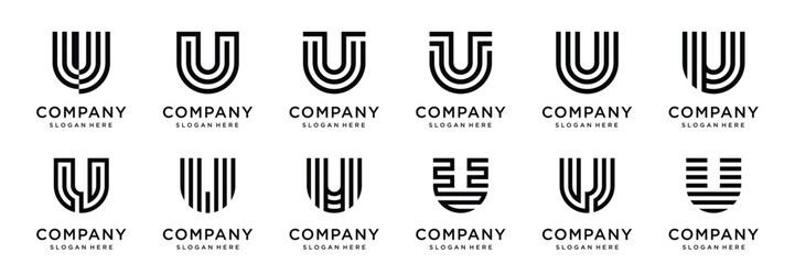 Set of letter U logo. Icon design. Template elements - Collection of vector sign - obrazy, fototapety, plakaty