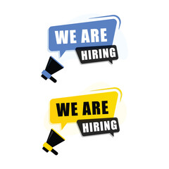 We are hiring with megaphone on white background