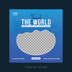 Travel sale banner and social media post template.