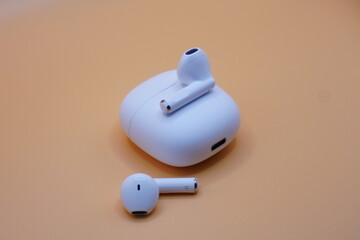 White wireless earphones