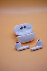 White wireless earphones