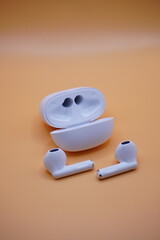 White wireless earphones