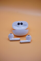 White wireless earphones