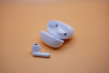 White wireless earphones