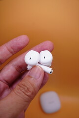 White wireless earphones
